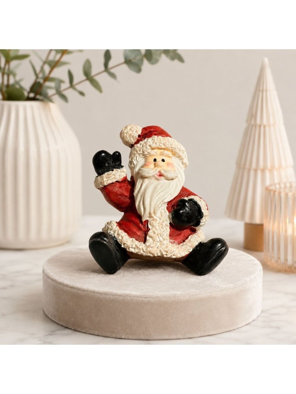 Santa Claus Brooch Hand Painted Christmas VTG Holiday Figural Pin Winter Party